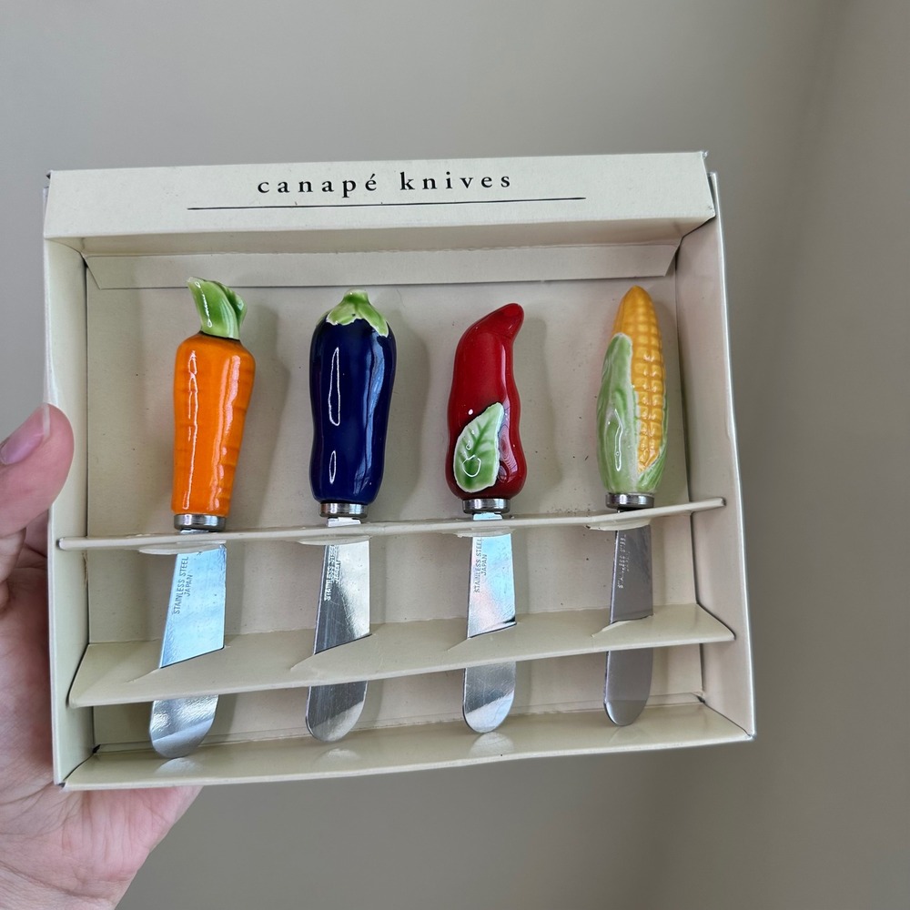 Pier 1 Imports Vintage Vegetable Canape Knives Set of 4 Stainless Steel Japan